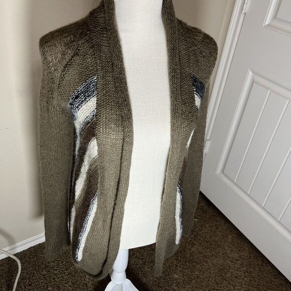 Aventura wool mohair blend Cardigan Sweater Brown Striped women's S Lagenlook - Picture 6 of 8